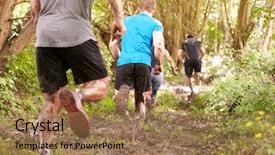  Presentation with endurance - Cool new presentation design with competitors running in a forest backdrop and a coral colored foreground