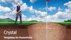  Presentation with golf - PPT layouts with competly blank - businessman playing golf background and a  colored foreground