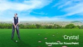  Presentation with golf - PPT theme enhanced with competly blank - businessman playing golf background and a  colored foreground