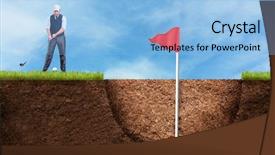  Presentation with golf - Presentation theme featuring competly blank - businessman playing golf background and a  colored foreground