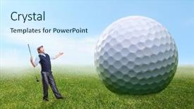  Presentation with golf - Amazing slide set having competly blank - businessman playing golf backdrop and a  colored foreground