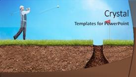  Presentation with golf player playing - Presentation design consisting of competly blank - businessman playing golf background and a  colored foreground