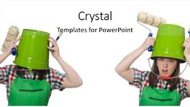  Presentation with fade blue painted red white - Colorful presentation theme enhanced with compiler design - woman painter isolated backdrop and a cream colored foreground