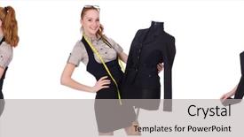  Presentation with white - Slides enhanced with compiler design - woman tailor isolated on white background and a light gray colored foreground