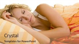  Presentation with bed - Presentation design enhanced with complacency - blonde woman in bed background and a  colored foreground