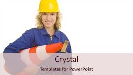  Presentation with clothing - Beautiful presentation theme featuring complacency - blonde woman with blue collar backdrop and a lemonade colored foreground