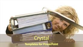  Presentation with triathlon run woman - Colorful slides enhanced with complacency - blonde woman with folders backdrop and a  colored foreground