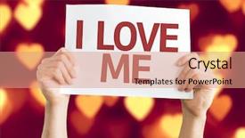 Presentation with love heart - Cool new presentation theme with complacency - i love me card backdrop and a coral colored foreground