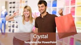  Presentation with shopping for electronics - Beautiful presentation featuring complacency - man holding shopping bag inf backdrop and a  colored foreground