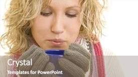  Presentation with hot tea - Amazing slide deck having complacency - young blond woman drinking hot backdrop and a violet colored foreground