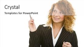  Presentation with holding hotdog - Theme featuring complacency - young redheaded woman holding background and a white colored foreground