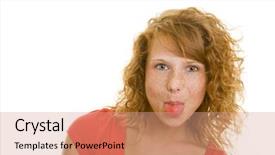  Presentation with tongue - Beautiful presentation featuring complacency - young redheaded woman showing her backdrop and a coral colored foreground