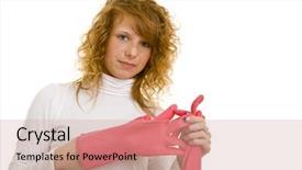  Presentation with pregnant woman cleaning - Slides having complacency - young redheaded woman takes off background and a  colored foreground