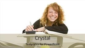  Presentation with young students working in groups - Cool new slides with complacency - young redheaded woman working backdrop and a  colored foreground