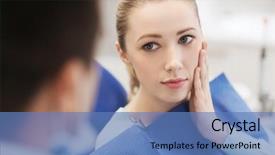  Presentation with health care - Amazing slide set having complain of toothache at dental backdrop and a teal colored foreground