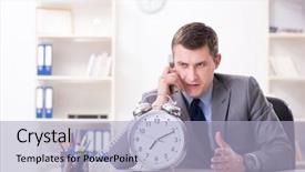  Presentation with employee profile company concept - PPT layouts having complaint - businessman employee in urgency background and a light blue colored foreground