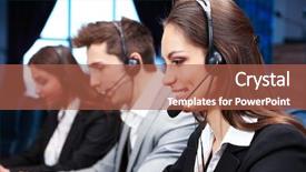  Presentation with call center - Audience pleasing slide deck consisting of complaint - call center operators at work backdrop and a red colored foreground