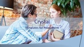  Presentation with young - Audience pleasing PPT theme consisting of complaint services - annoyed employer voicing her dislike backdrop and a  colored foreground