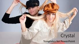  Presentation with women retro - PPT theme enhanced with complement - portrait of two beautiful women background and a  colored foreground