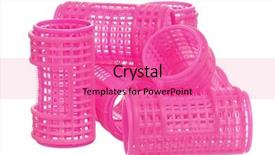  Presentation with pink white - Presentation theme featuring complement - stack of pink hair curlers background and a  colored foreground