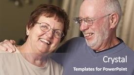  Presentation with happy kids at indoor playground - Theme with complementary - affectionate happy senior couple portrait background and a  colored foreground