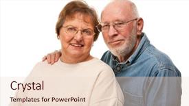  Presentation with active seniors senior couple - Theme featuring complementary - affectionate happy senior couple pose background and a lemonade colored foreground