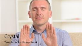  Presentation with reiki - Cool new presentation theme with complementary alternative therapies - man practicing reiki transfering energy backdrop and a coral colored foreground