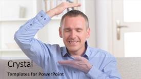  Presentation with reiki - Colorful presentation design enhanced with complementary alternative therapies - man practicing self reiki transfering backdrop and a light blue colored foreground