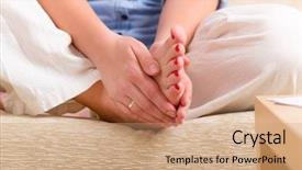  Presentation with reiki - Audience pleasing slide deck consisting of complementary alternative therapies - woman practicing self reiki transfering backdrop and a coral colored foreground