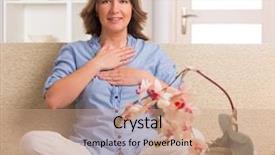  Presentation with reiki - Presentation theme having complementary alternative therapies - woman practicing self reiki transfering background and a coral colored foreground