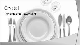  Presentation with complete - Cool new slides with complete-cutlery-set-view backdrop and a white colored foreground