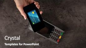  Presentation with card transaction - Audience pleasing presentation design consisting of completed on terminal with mobile backdrop and a dark gray colored foreground