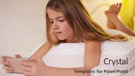  Presentation with smartphone - PPT theme consisting of completely absorbed by the activity background and a coral colored foreground