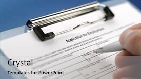  Presentation with application - Amazing slides having completing an employment application form backdrop and a light gray colored foreground