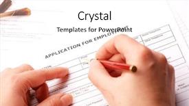  Presentation with application - Beautiful presentation theme featuring completing an employment application glasses backdrop and a white colored foreground