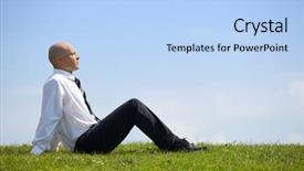  Presentation with contemplating - Presentation consisting of completion one year - businessman contemplating in park background and a  colored foreground