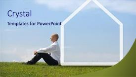  Presentation with contemplating - Audience pleasing theme consisting of completion one year - businessman contemplating in park backdrop and a  colored foreground