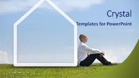  Presentation with contemplating - PPT theme enhanced with completion one year - businessman contemplating in park background and a  colored foreground