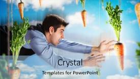  Presentation with carrots - PPT theme with completion one year - businessman flying with carrots background and a  colored foreground