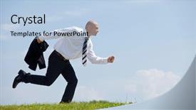  Presentation with running - Audience pleasing slides consisting of completion one year - businessman running in park backdrop and a  colored foreground