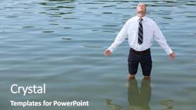  Presentation with closed - Beautiful theme featuring completion one year - businessman standing in lake eyes backdrop and a  colored foreground