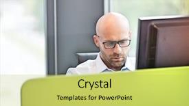  Presentation with computer - Amazing PPT theme having completion one year - mid adult businessman using computer backdrop and a yellow colored foreground