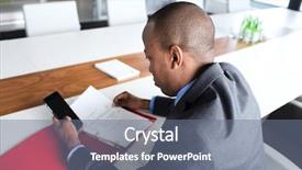  Presentation with office life - Colorful slide set enhanced with completion one year - serious mature businessman talking backdrop and a gray colored foreground