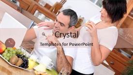 Presentation with breakfast - Amazing presentation theme having completion time - couple having breakfast and looking backdrop and a coral colored foreground