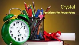  Presentation with school graduation - Audience pleasing presentation theme consisting of young girl lying on the floor using tablet pc over white background backdrop and a white colored foreground