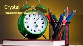  Presentation with back to school concept school - Presentation theme consisting of completion time - school concept - school accessories background and a tawny brown colored foreground