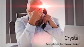  Presentation with tired - Audience pleasing slides consisting of completion time - tired mid adult businessman using backdrop and a  colored foreground