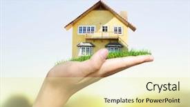  Presentation with hold hand - Presentation theme enhanced with model concept in the hand background and a blonde colored foreground