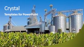  Presentation with silo - Cool new PPT layouts with complex silo installations backdrop and a teal colored foreground