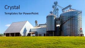  Presentation with silo - Amazing PPT theme having complex silo installations backdrop and a light blue colored foreground